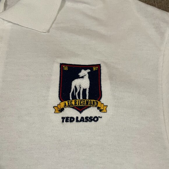 Ted Lasso AFC Richmond Polo Shirt White 50/50 Halloween Costume Adult M - Picture 2 of 4